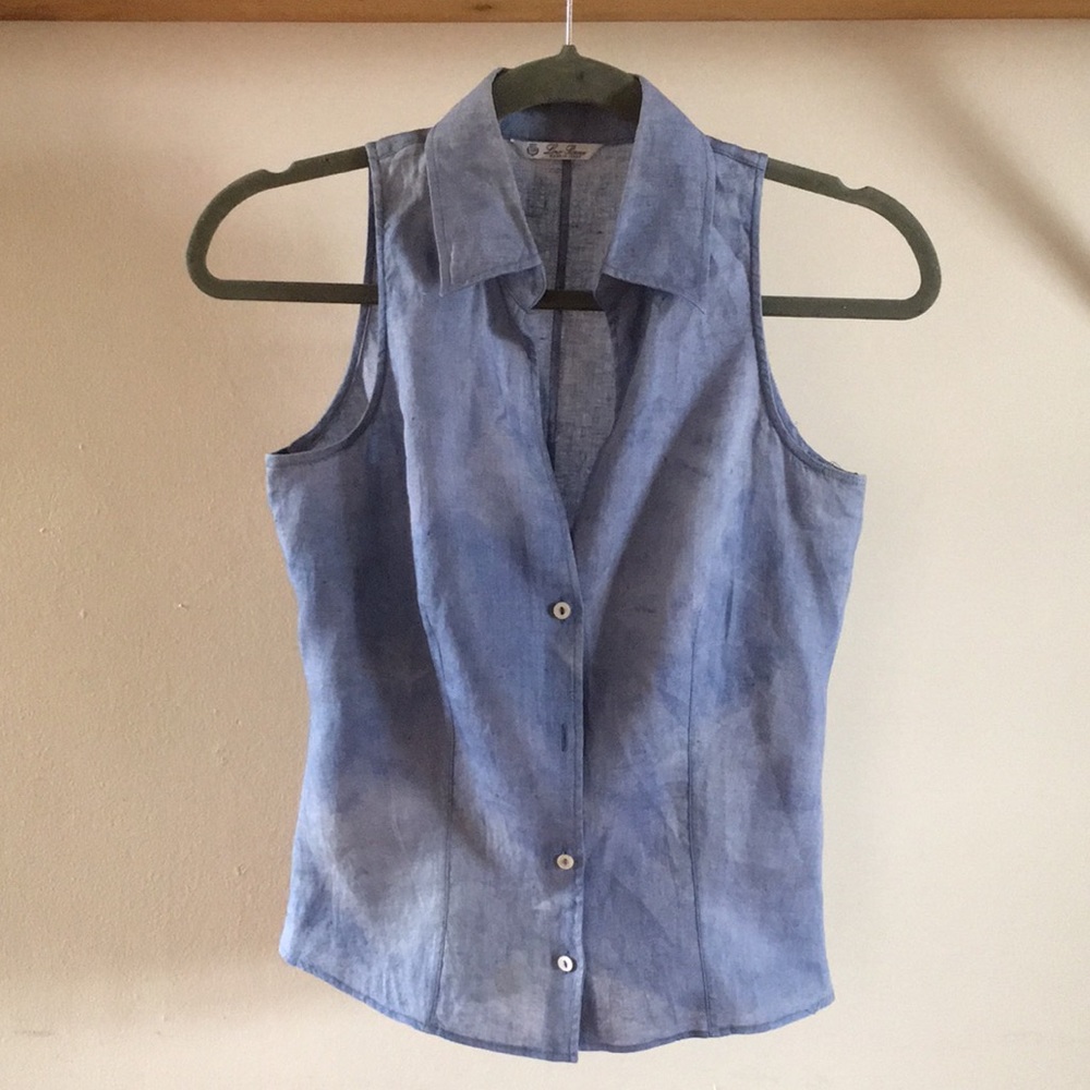 Linen tie dyed sleeveless top